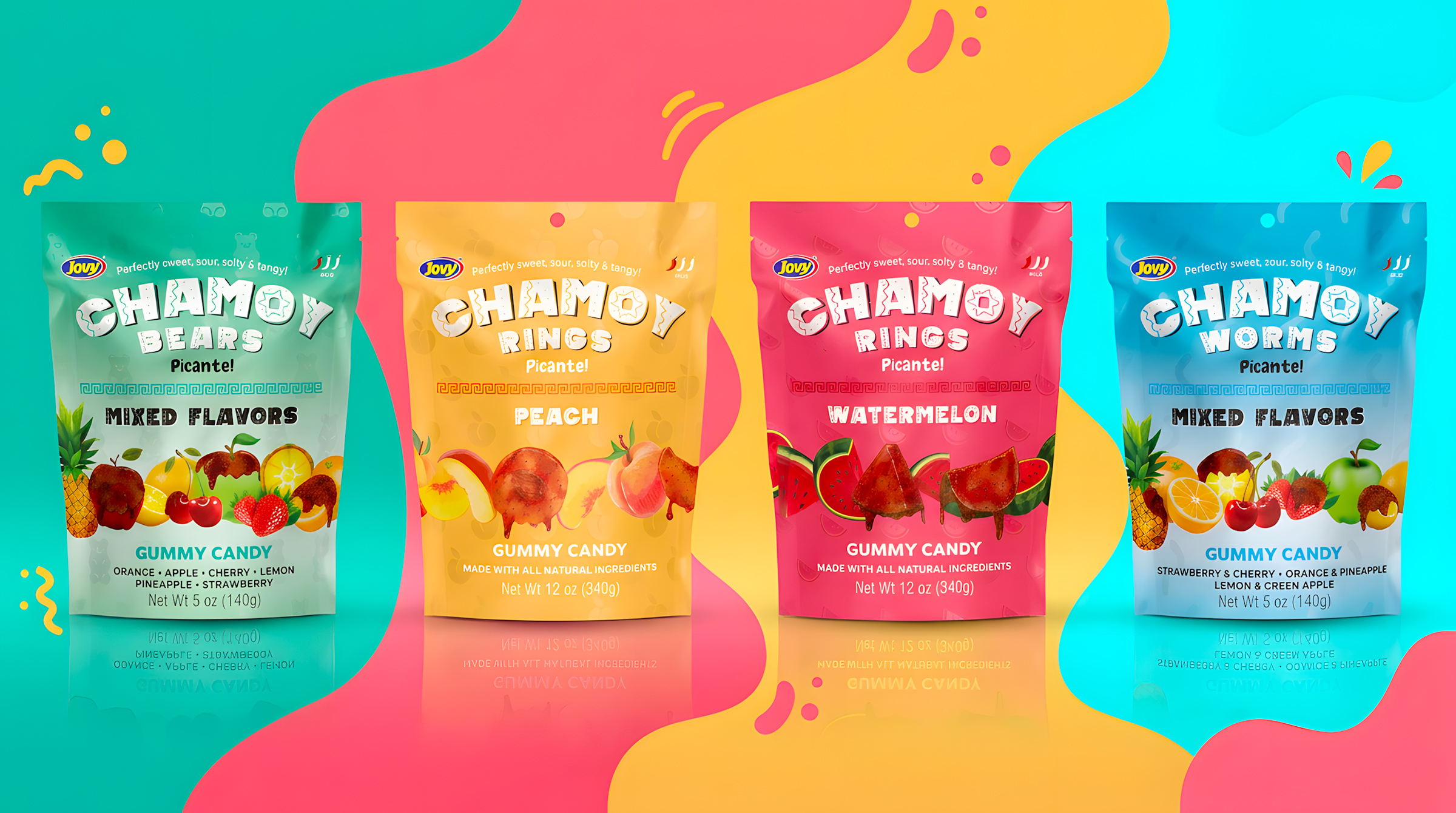 Jovy Candy chamoy candy packaging lineup